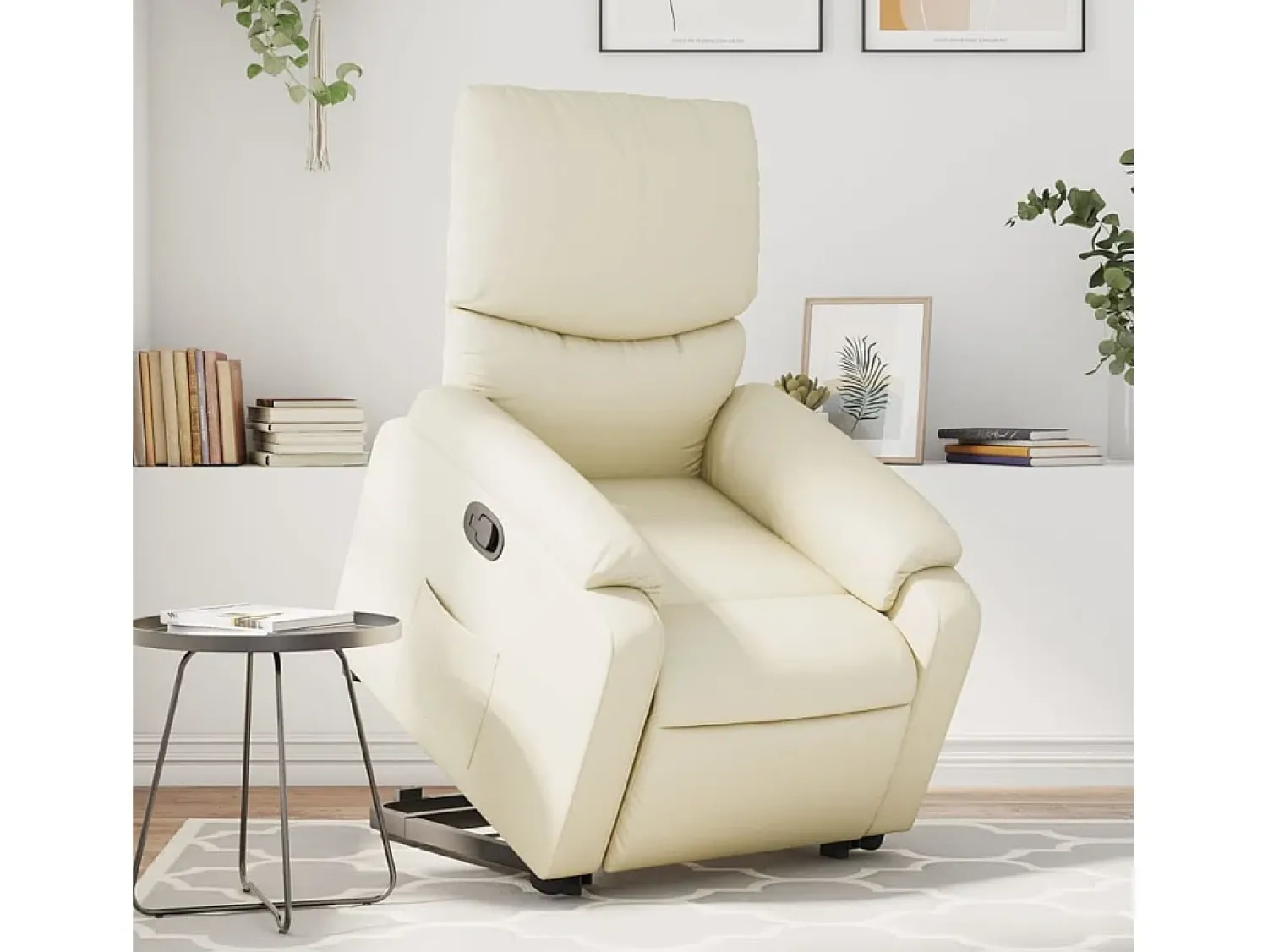 Poltrona* Poltrona Confortável | Poltrona reclinável elevatória couro artificial cor SHL735885 Creme