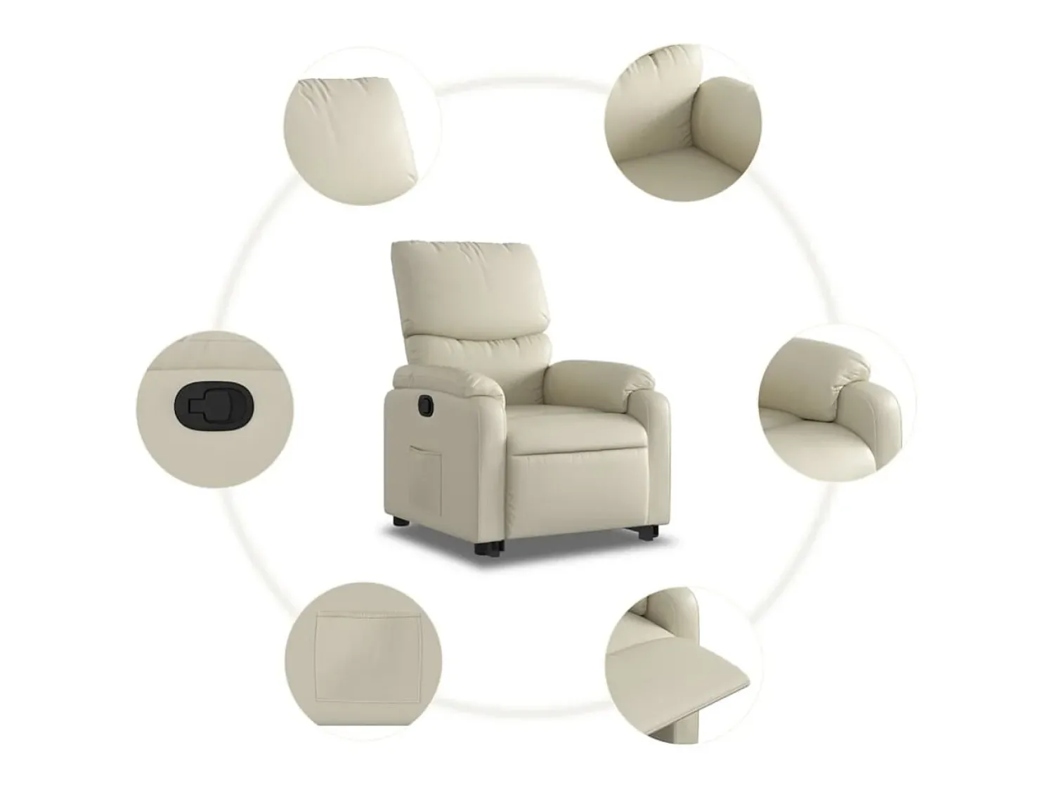 Poltrona* Poltrona Confortável | Poltrona reclinável elevatória couro artificial cor SHL735885 Creme