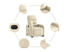 New Poltrona Confortável | Poltrona reclinável elevatória elétrica tecido cor SHL216061 Creme