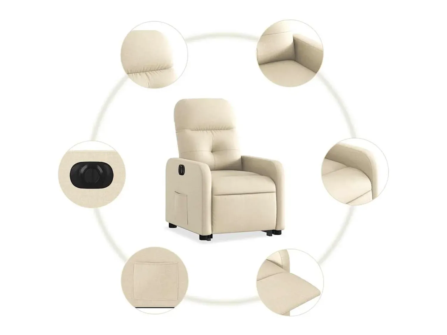 New Poltrona Confortável | Poltrona reclinável elevatória elétrica tecido cor SHL216061 Creme