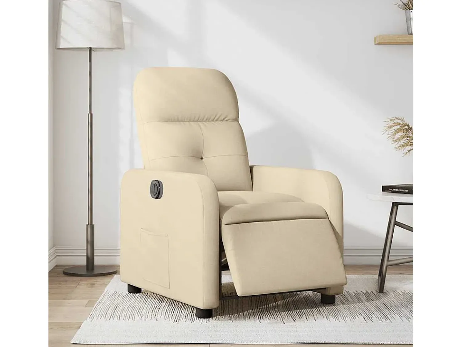 Clearance Poltrona Confortável | Poltrona reclinável elétrica tecido cor SHL409166 Creme