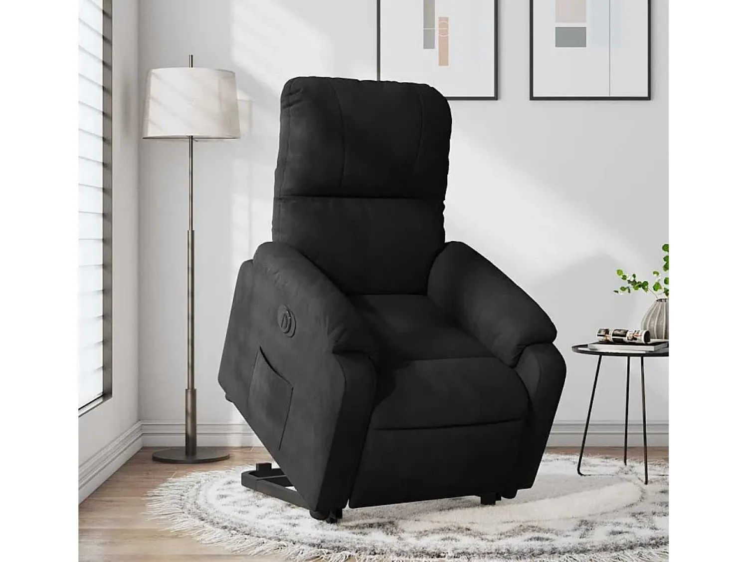 Poltrona| Poltrona Confortável | Poltrona reclinável elevatória elétrica tecido microfibra SHL954236 Preto