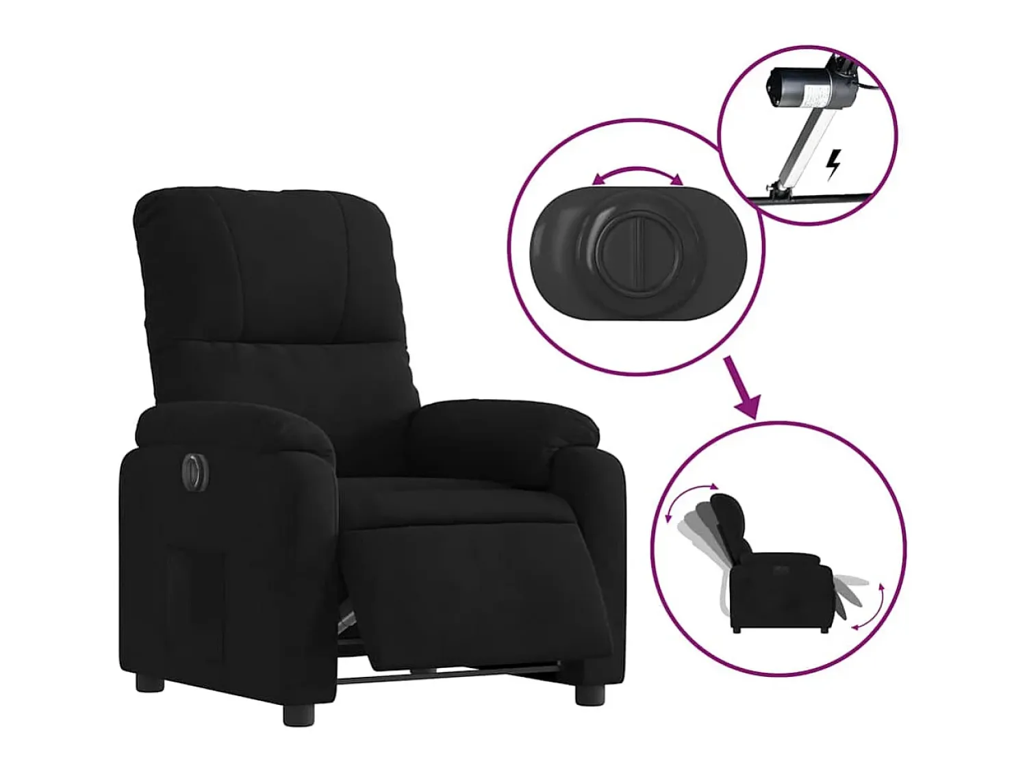 Poltrona| Poltrona Confortável | Poltrona reclinável elevatória elétrica tecido microfibra SHL954236 Preto