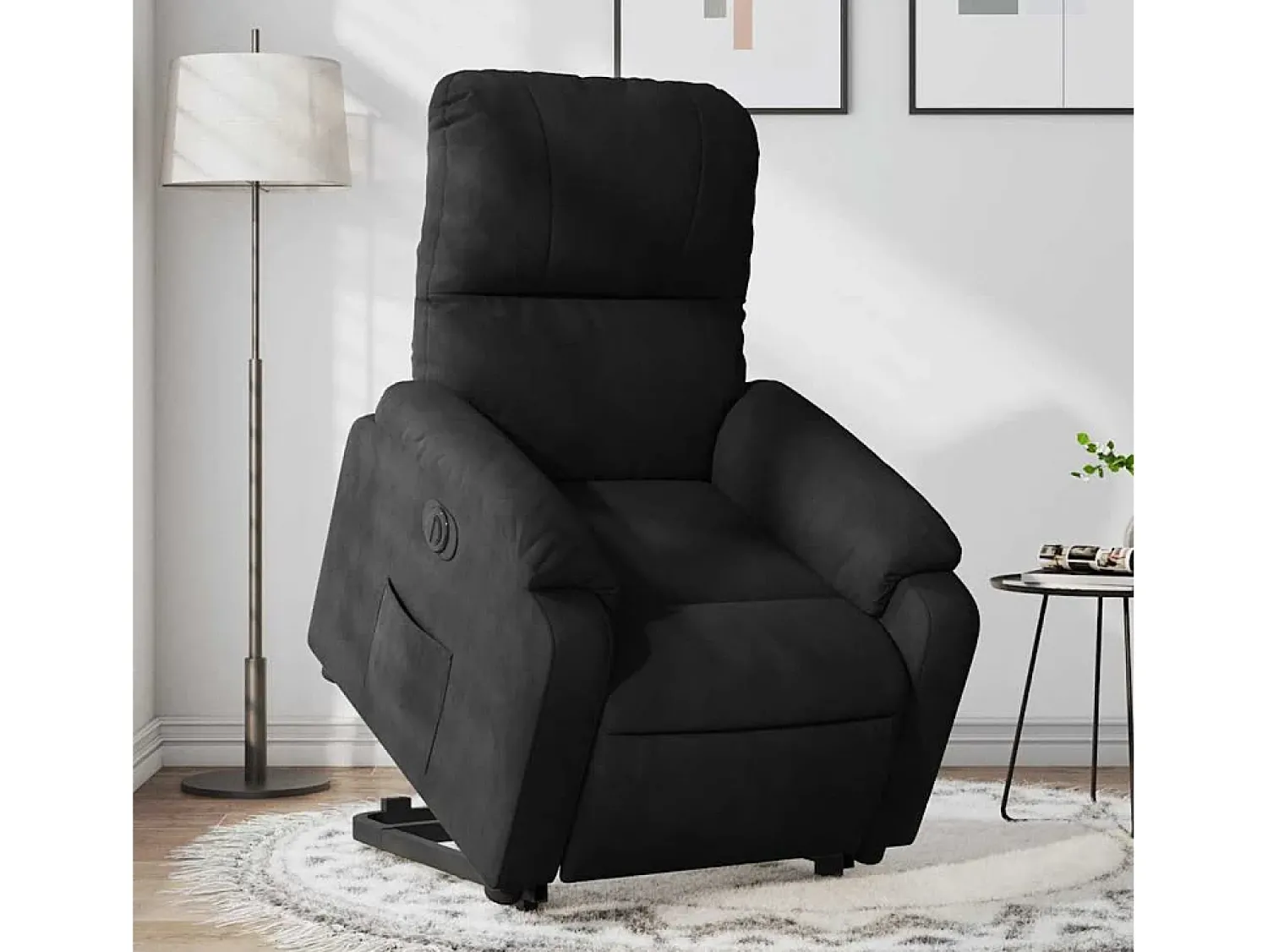 Poltrona| Poltrona Confortável | Poltrona reclinável elevatória elétrica tecido microfibra SHL954236 Preto