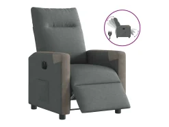Poltrona Confortável | Poltrona reclinável elétrica tecido cinzento-escuro SHL258026^ Poltrona