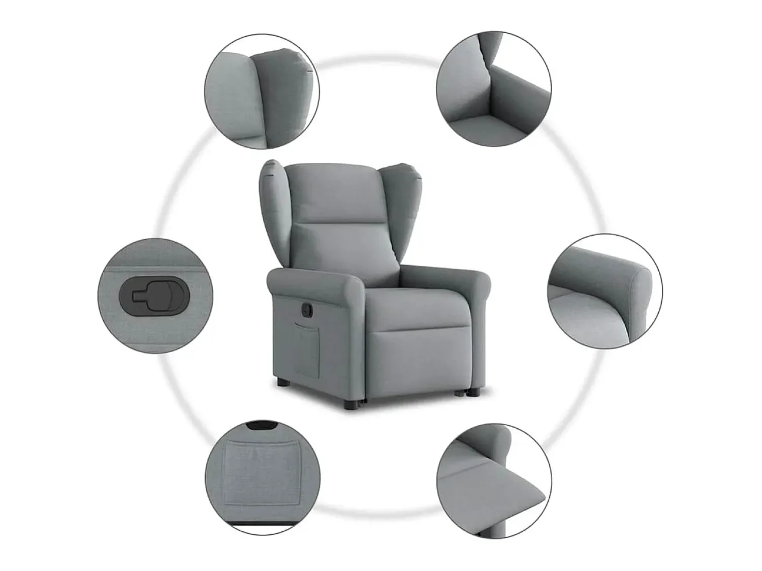 Poltrona Confortável | Poltrona reclinável elevatória tecido -claro SHL169794^ Poltrona
