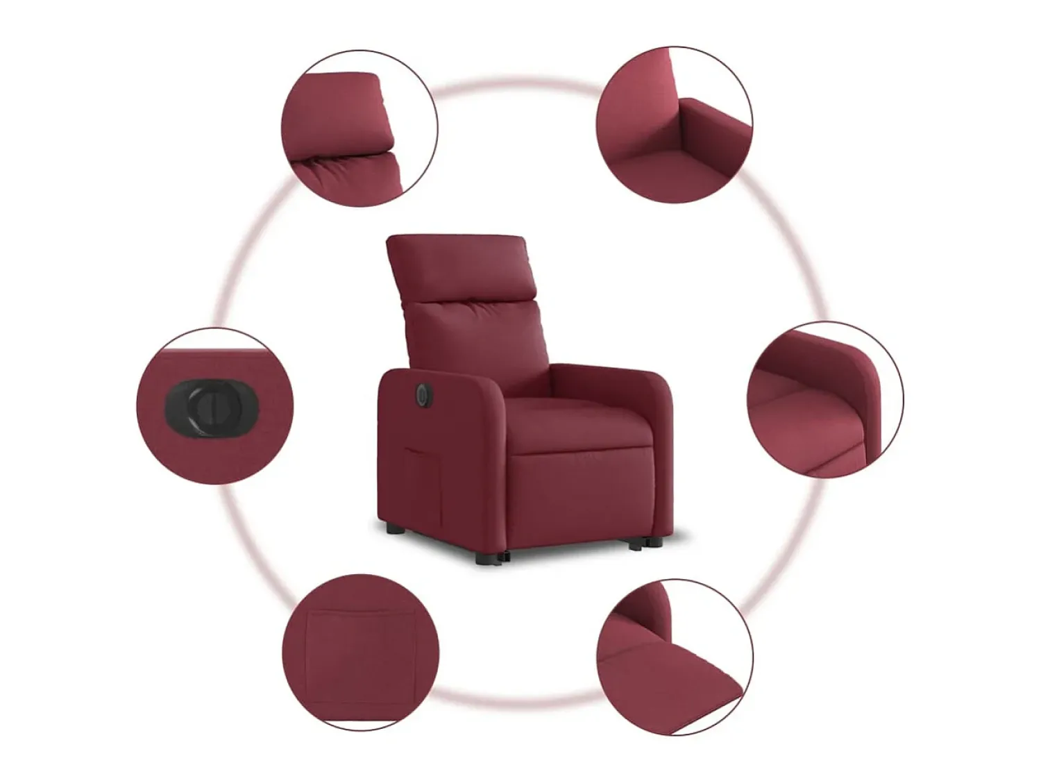 Poltrona| Poltrona Confortável | Poltrona reclinável elevatória elétrica tecido -tinto SHL410323 Vermelho