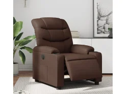 Poltrona| Poltrona Confortável | Poltrona reclinável elétrica couro artificial SHL576055 Castanho