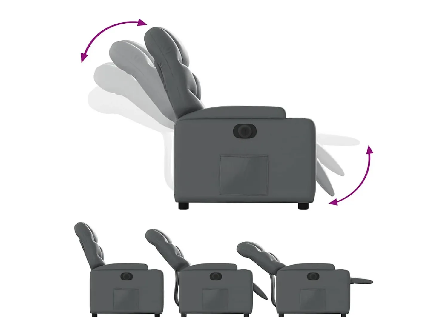 Poltrona* Poltrona Confortável | Poltrona reclinável elétrica couro artificial SHL794960 Cinzento