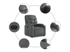 Poltrona* Poltrona Confortável | Poltrona reclinável elétrica couro artificial SHL794960 Cinzento