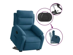 Clearance Poltrona Confortável | Poltrona reclinável elevatória veludo SHL756211 Azul