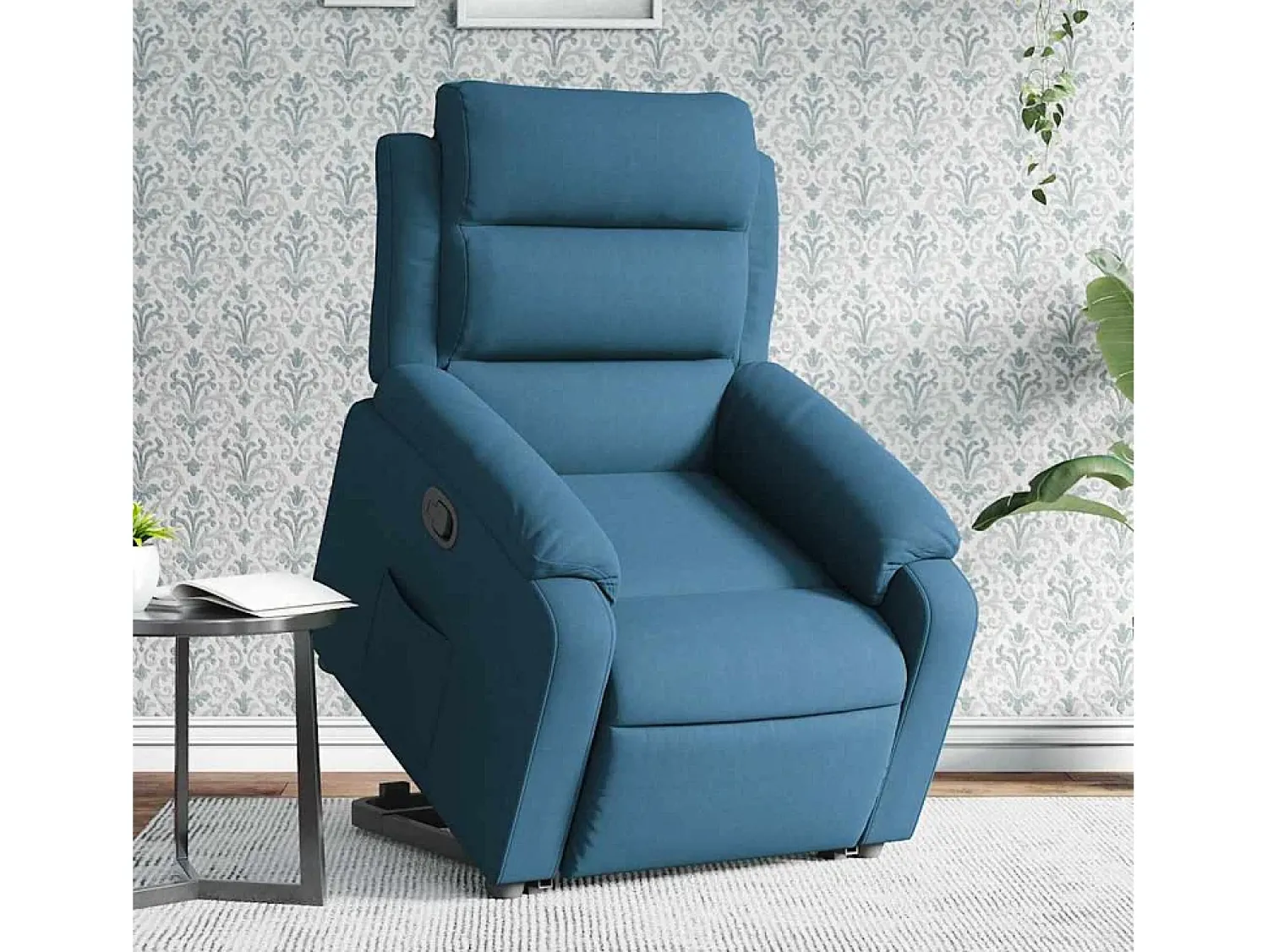 Clearance Poltrona Confortável | Poltrona reclinável elevatória veludo SHL756211 Azul