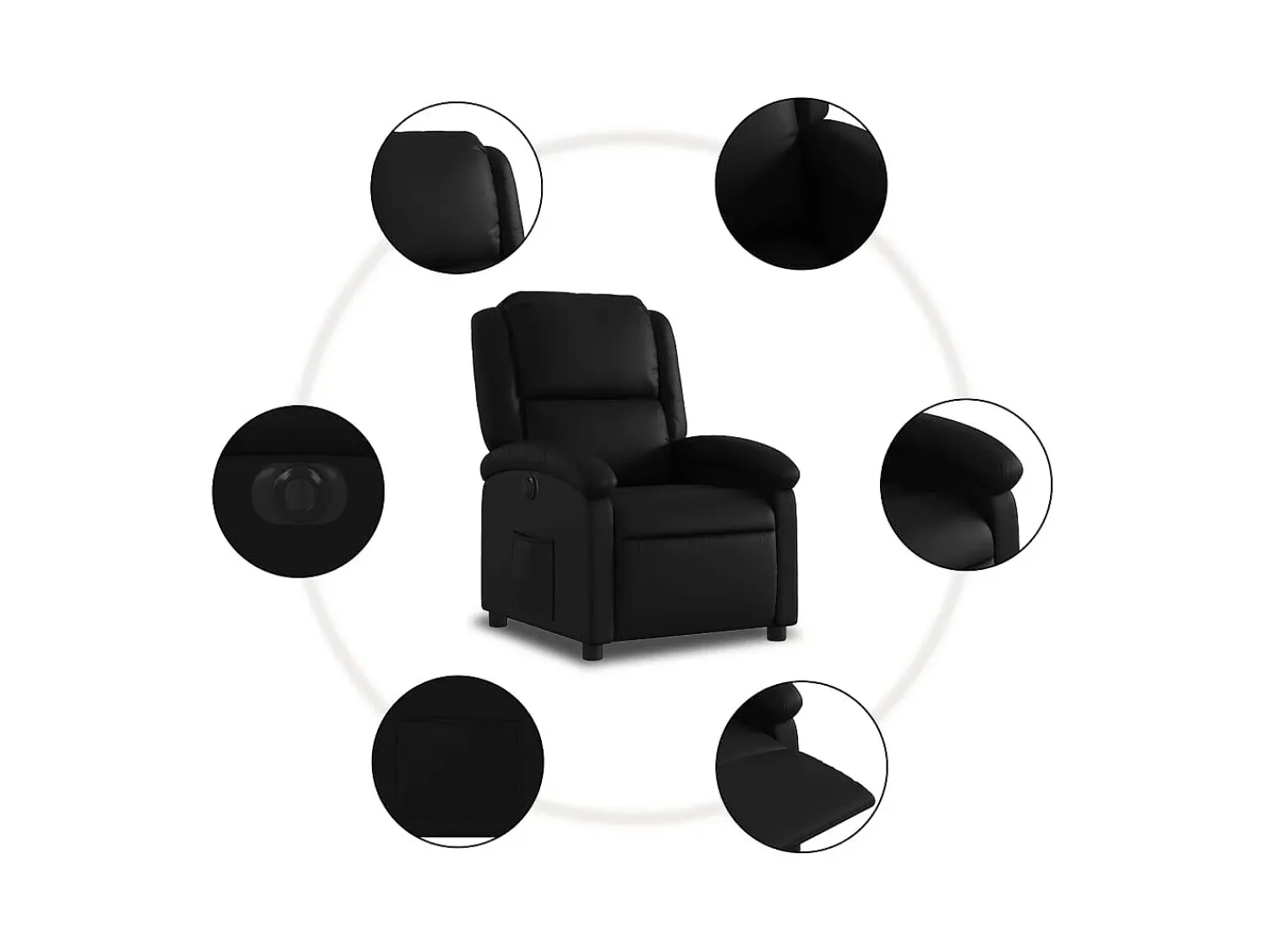 Poltrona| Poltrona Confortável | Poltrona reclinável elétrica couro artificial SHL393404 Preto