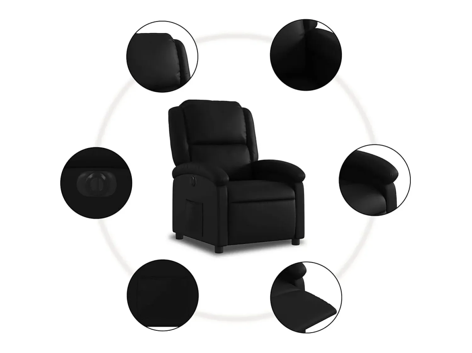 Poltrona| Poltrona Confortável | Poltrona reclinável elétrica couro artificial SHL393404 Preto