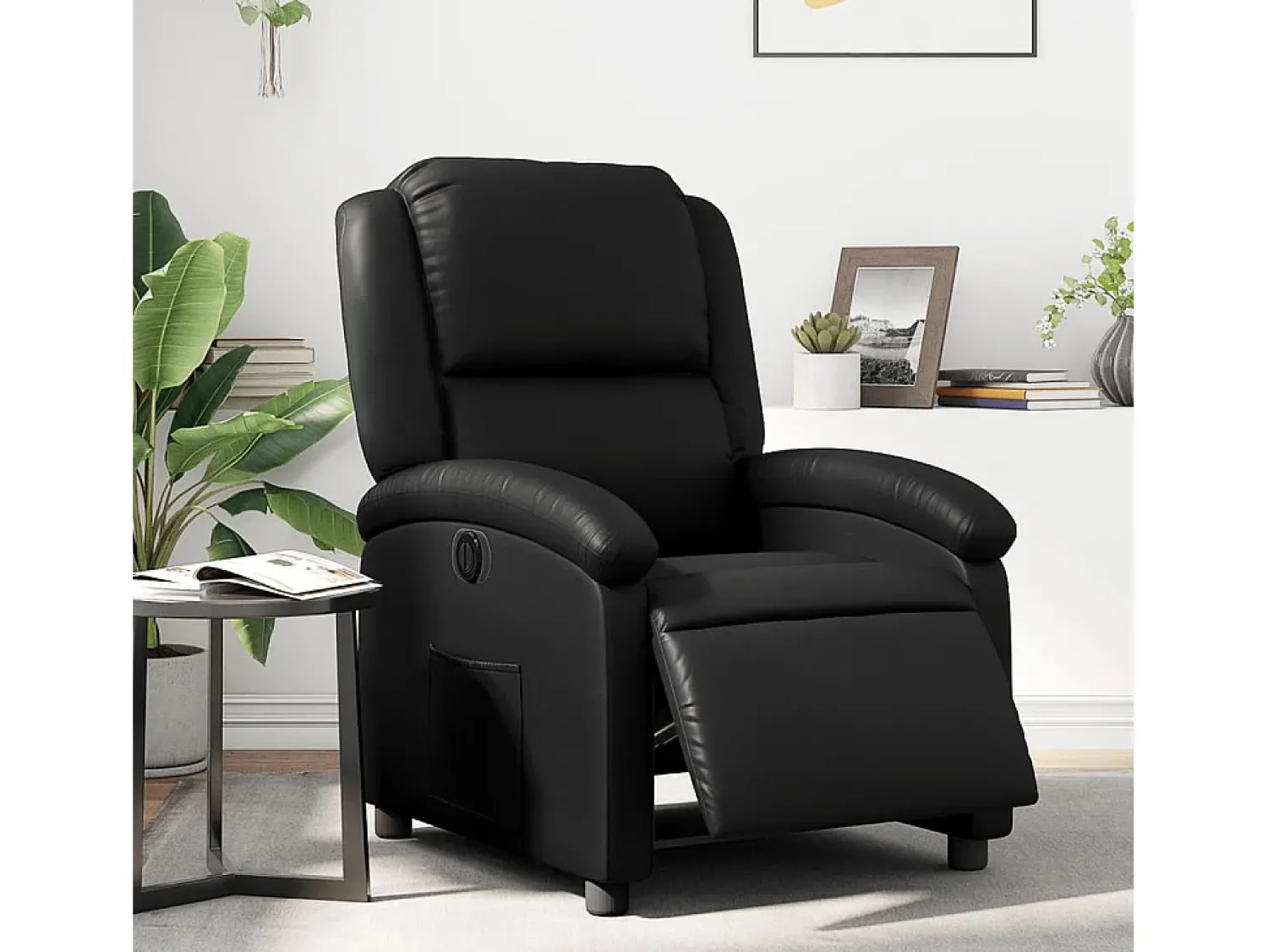 Poltrona| Poltrona Confortável | Poltrona reclinável elétrica couro artificial SHL393404 Preto