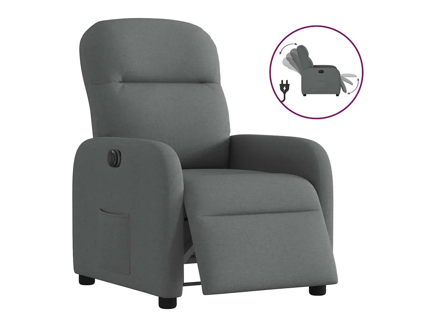 Poltrona| Poltrona Confortável | Poltrona reclinável elétrica tecido cinzento-escuro SHL816544 Cinza antracite