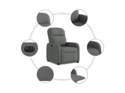 Poltrona| Poltrona Confortável | Poltrona reclinável elétrica tecido cinzento-escuro SHL816544 Cinza antracite