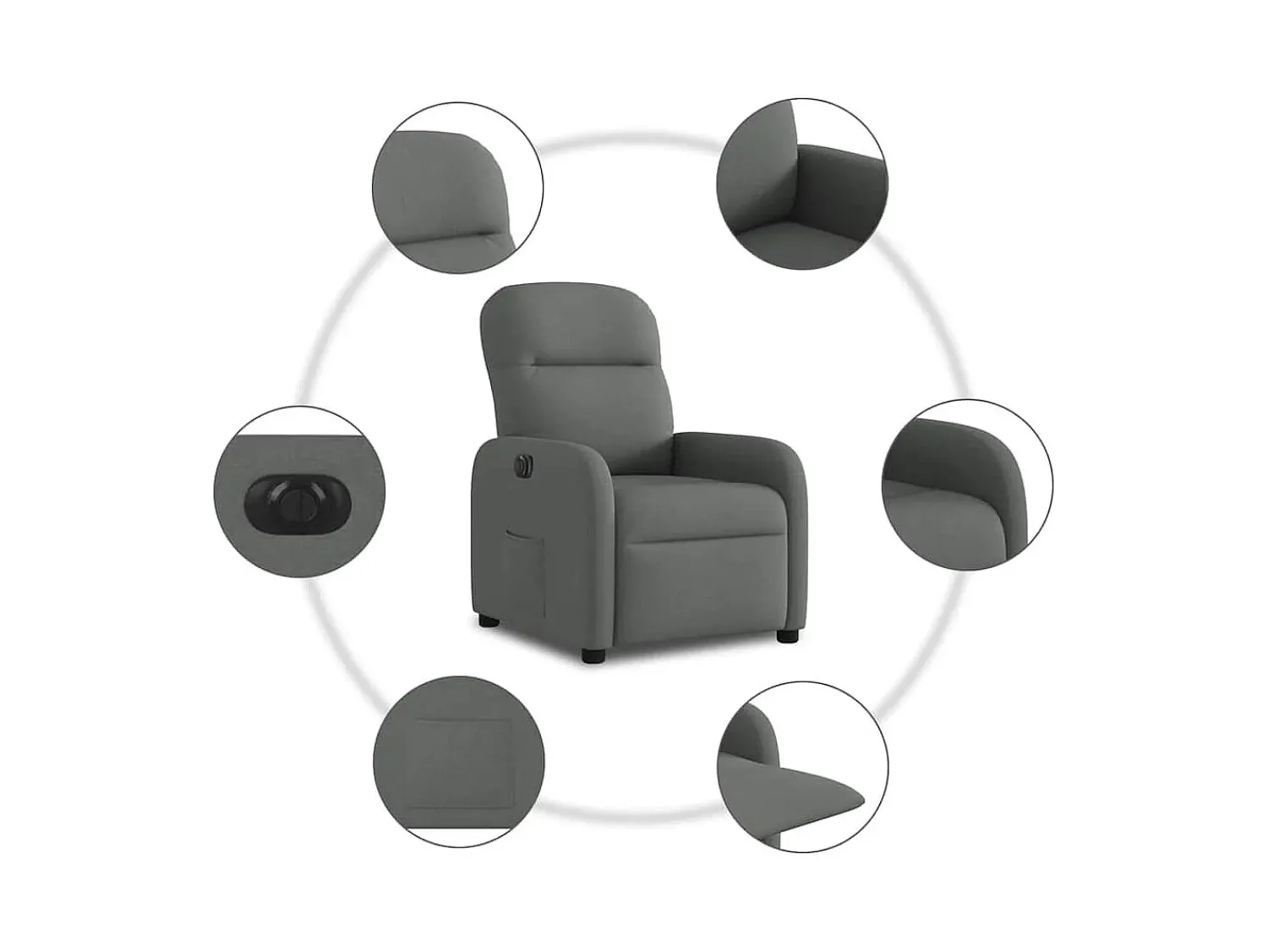 Poltrona| Poltrona Confortável | Poltrona reclinável elétrica tecido cinzento-escuro SHL816544 Cinza antracite