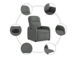 Poltrona| Poltrona Confortável | Poltrona reclinável elétrica tecido cinzento-escuro SHL816544 Cinza antracite
