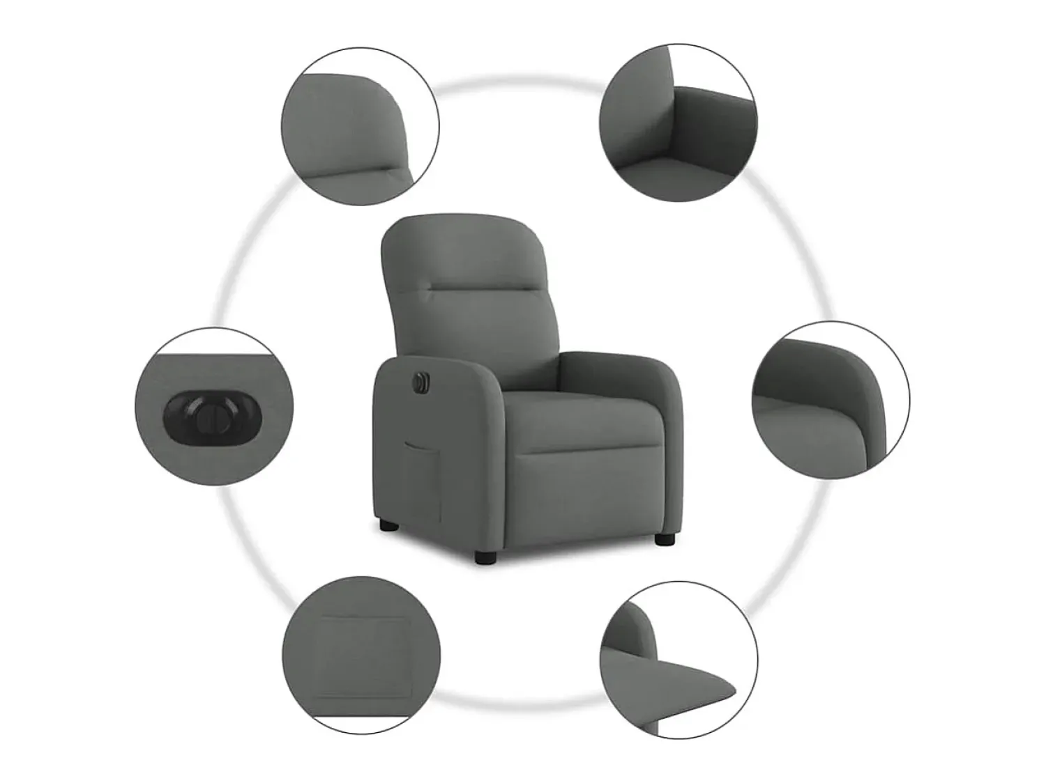 Poltrona| Poltrona Confortável | Poltrona reclinável elétrica tecido cinzento-escuro SHL816544 Cinza antracite