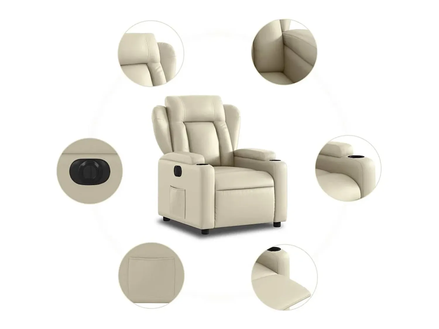 Poltrona Confortável | Poltrona reclinável elétrica couro artificial cor SHL50830^ Poltrona