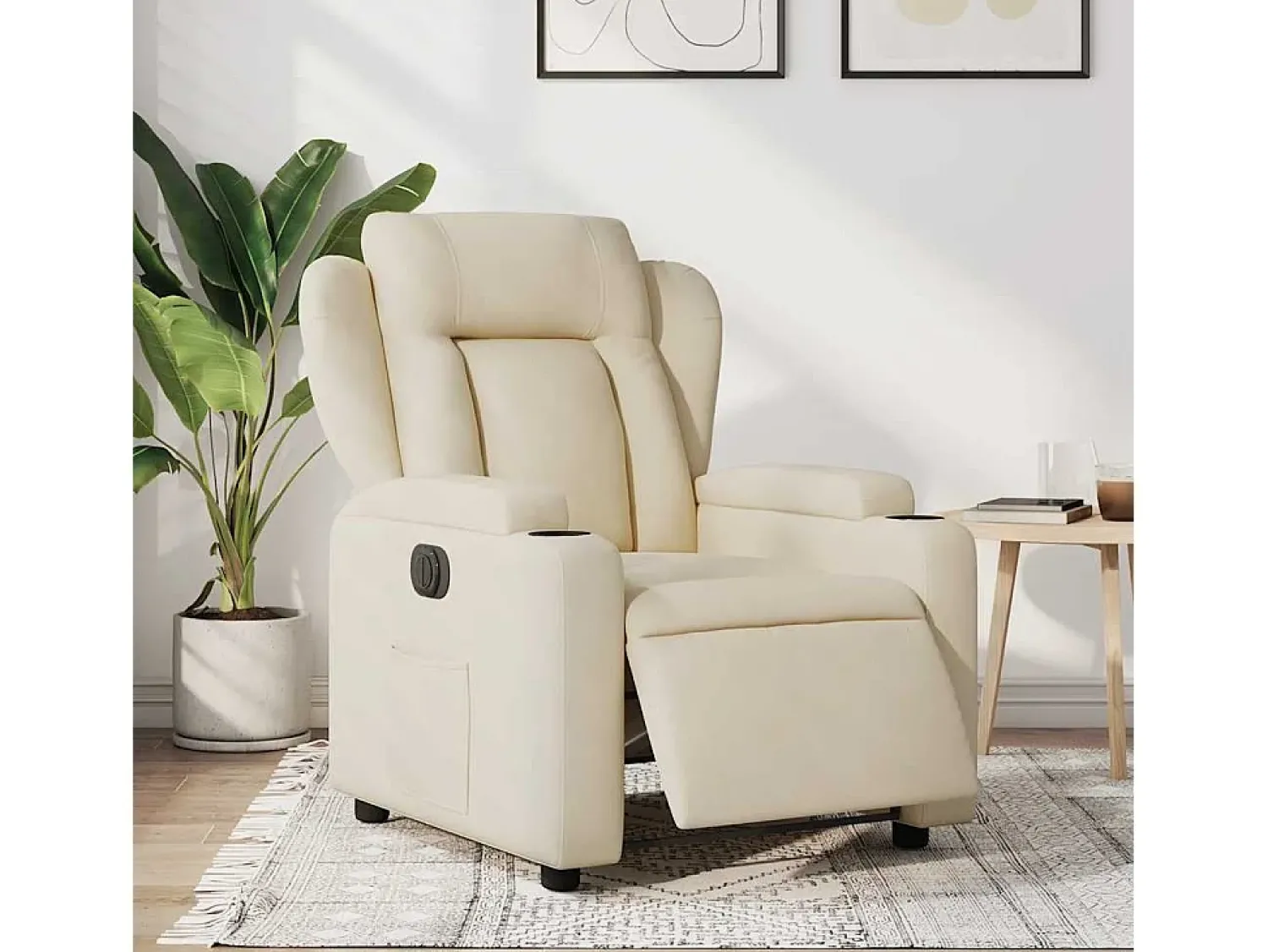 Poltrona| Poltrona Confortável | Poltrona reclinável elétrica tecido cor SHL44675 Creme
