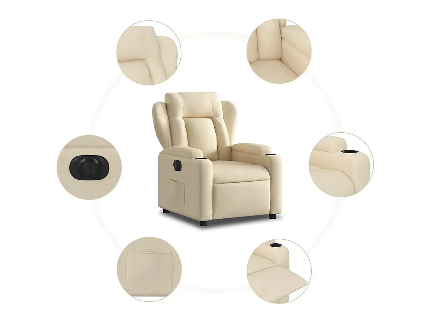 Poltrona| Poltrona Confortável | Poltrona reclinável elétrica tecido cor SHL44675 Creme