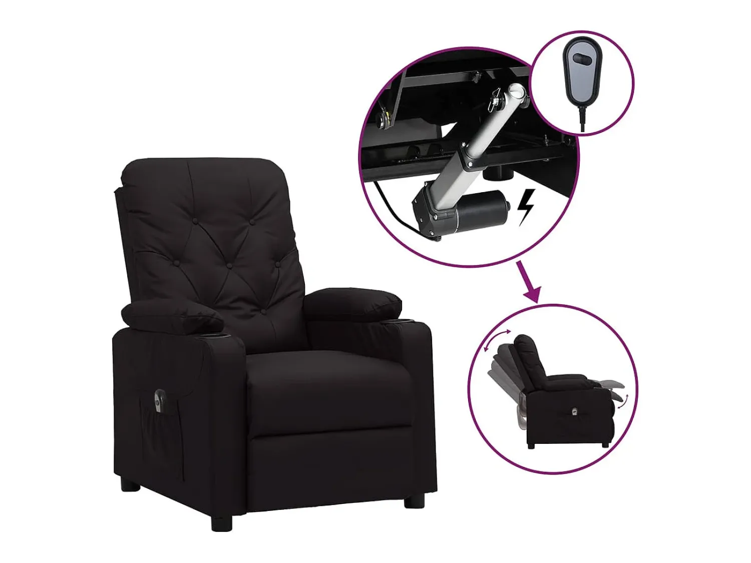 Poltrona Confortável | Poltrona reclinável elétrica couro artificial SHL69420^ Poltrona