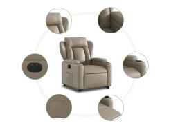 Poltrona Confortável | Poltrona reclinável elevatória elétrica couro artif. cappuccino SHL931046^ Poltrona