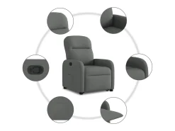 Poltrona* Poltrona Confortável | Poltrona reclinável elevatória tecido cinzento-escuro SHL366755 Cinza antracite