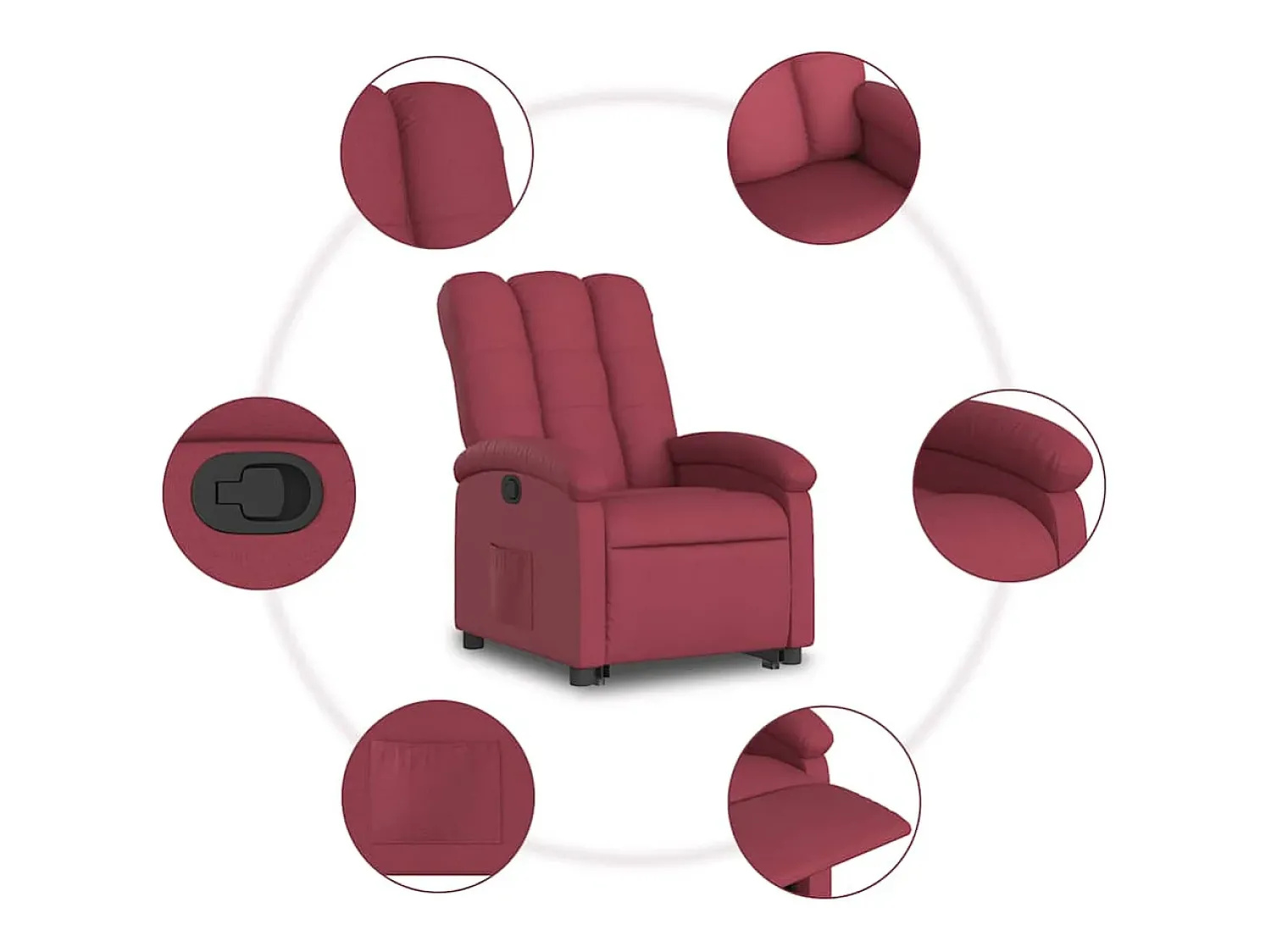 Poltrona* Poltrona Confortável | Poltrona reclinável elevatória tecido tinto SHL504743 Vermelho