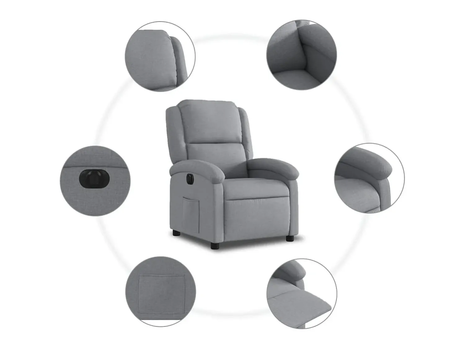 Poltrona* Poltrona Confortável | Poltrona reclinável elétrica tecido -claro SHL252949 Cinzento