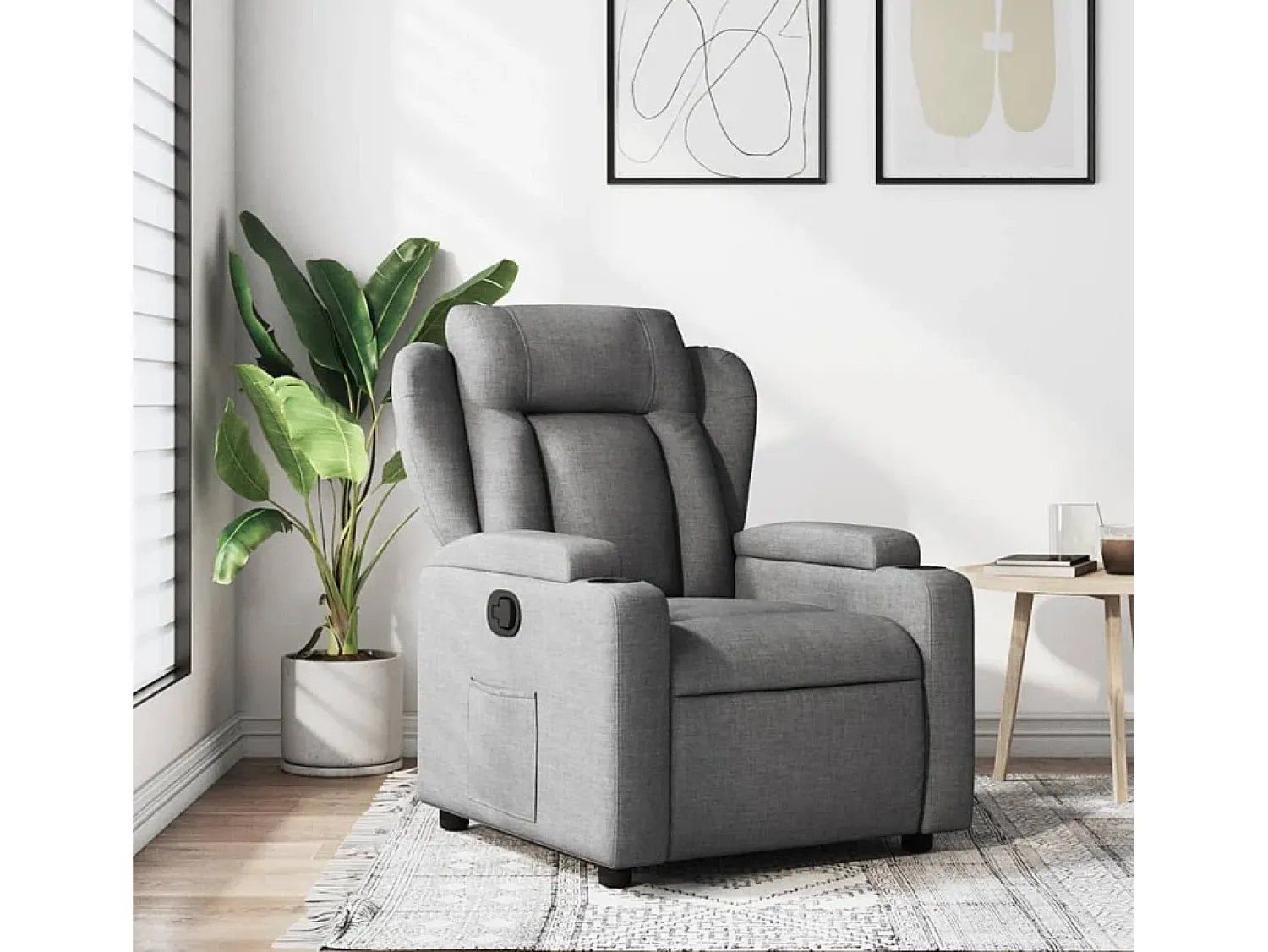 Clearance Poltrona Confortável | Poltrona reclinável em tecido cinza escuro SHL269246 Cinza antracite