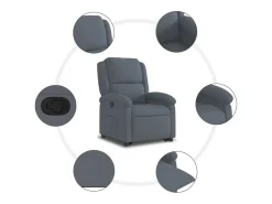 Clearance Poltrona Confortável | Poltrona reclinável elevatória veludo cinzento-escuro SHL137777 Cinza antracite