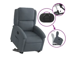 Clearance Poltrona Confortável | Poltrona reclinável elevatória veludo cinzento-escuro SHL137777 Cinza antracite