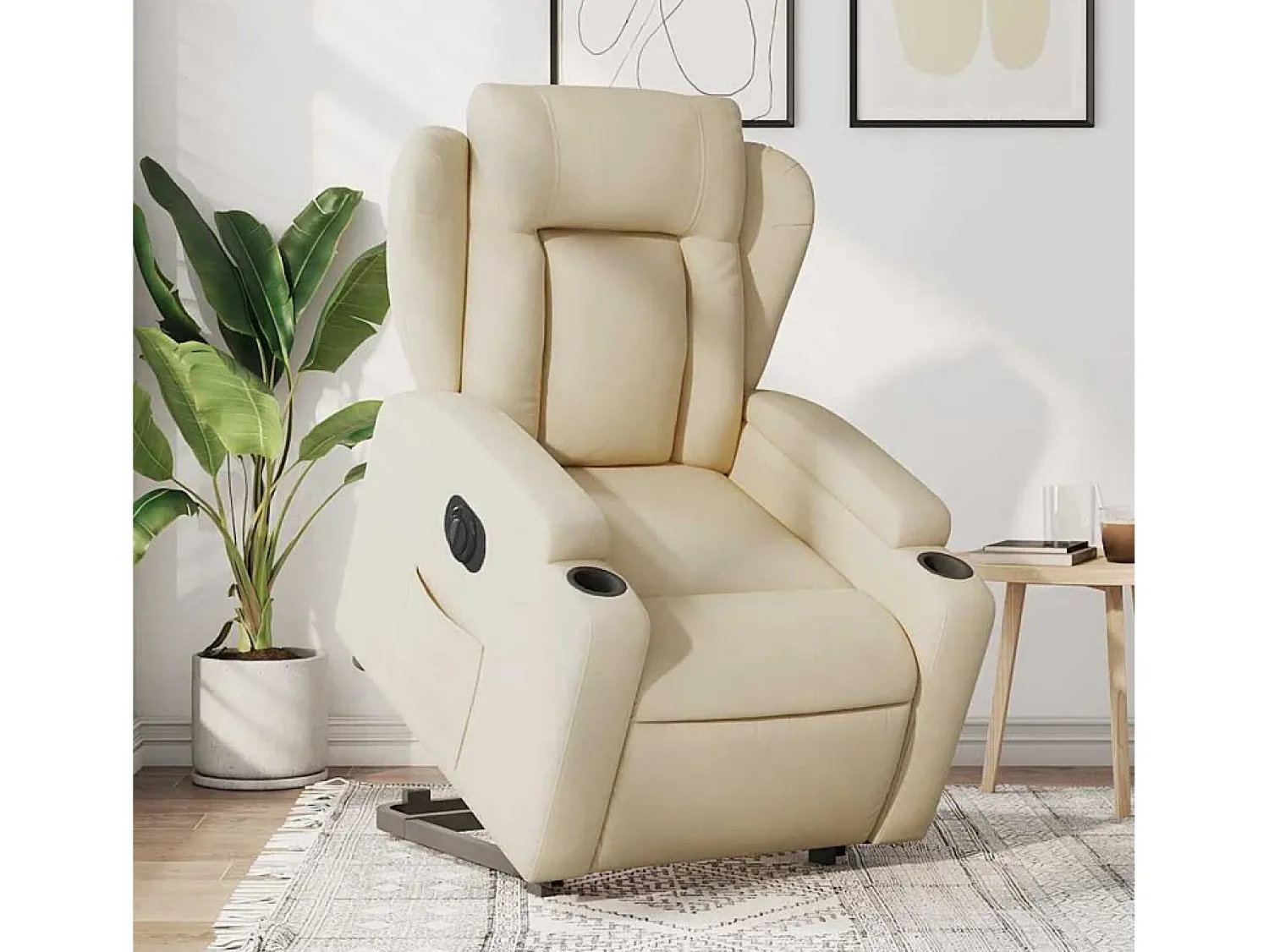 Poltrona* Poltrona Confortável | Poltrona reclinável elevatória elétrica tecido cor SHL627991 Creme