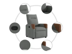 Poltrona Confortável | Poltrona reclinável em tecido cinza escuro SHL340604^ Poltrona