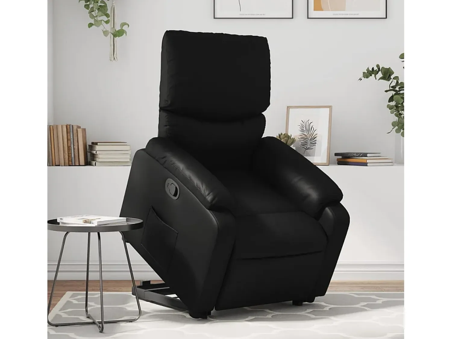 Online Poltrona Confortável | Poltrona reclinável elevatória couro artificial SHL491842 Preto