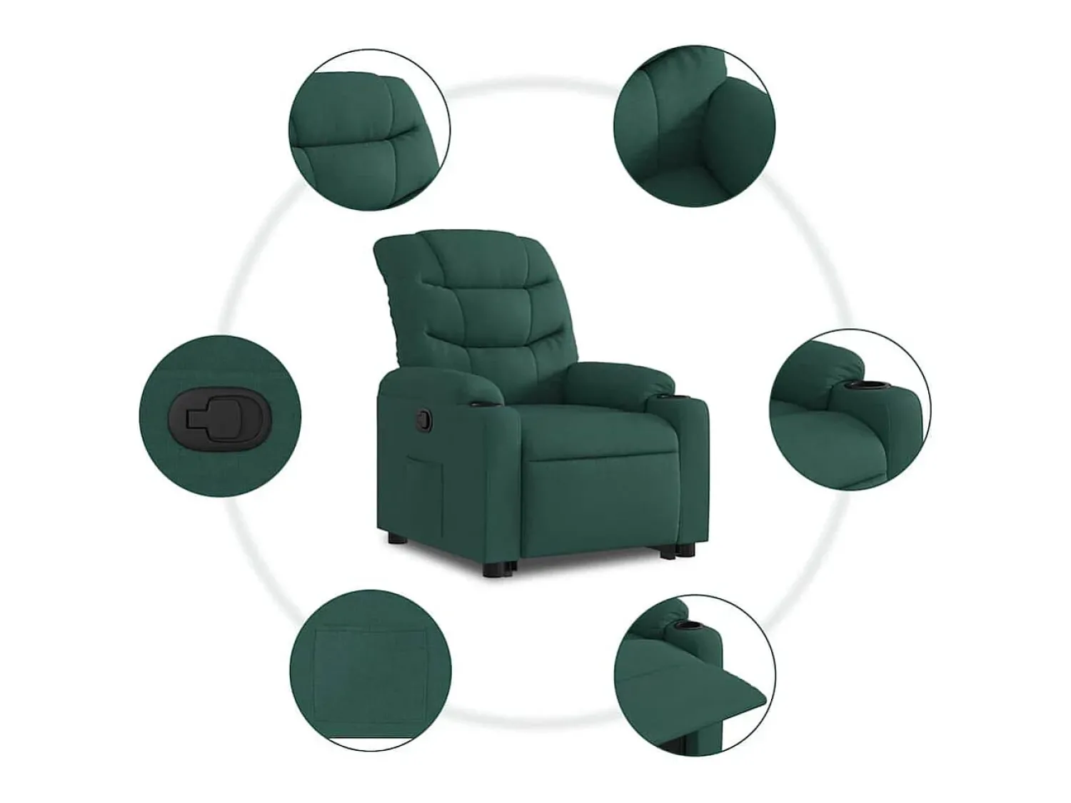 Poltrona* Poltrona Confortável | Poltrona reclinável elevatória tecido verde-escuro SHL605551 Verde pinho