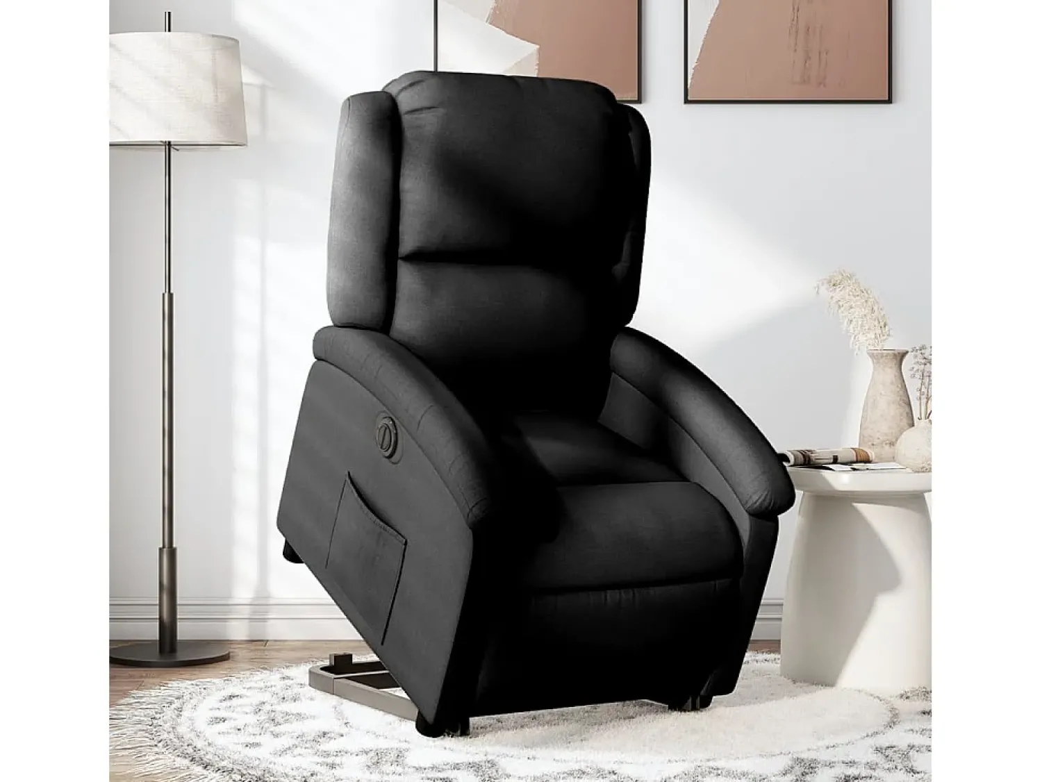 Poltrona| Poltrona Confortável | Poltrona reclinável elevatória elétrica tecido SHL360050 Preto