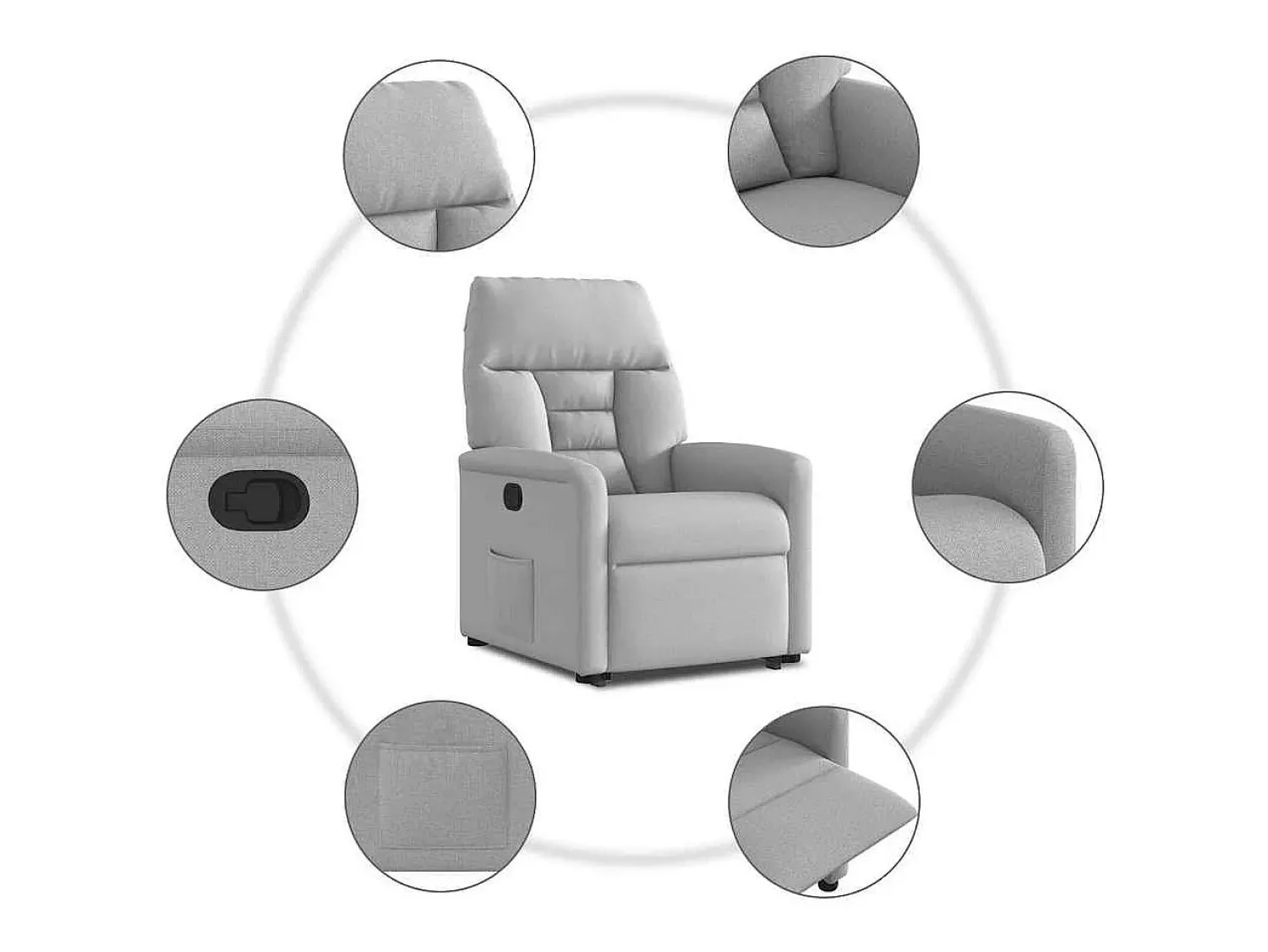 Poltrona* Poltrona Confortável | Poltrona reclinável elevatória tecido -nublado SHL649921 Cinzento
