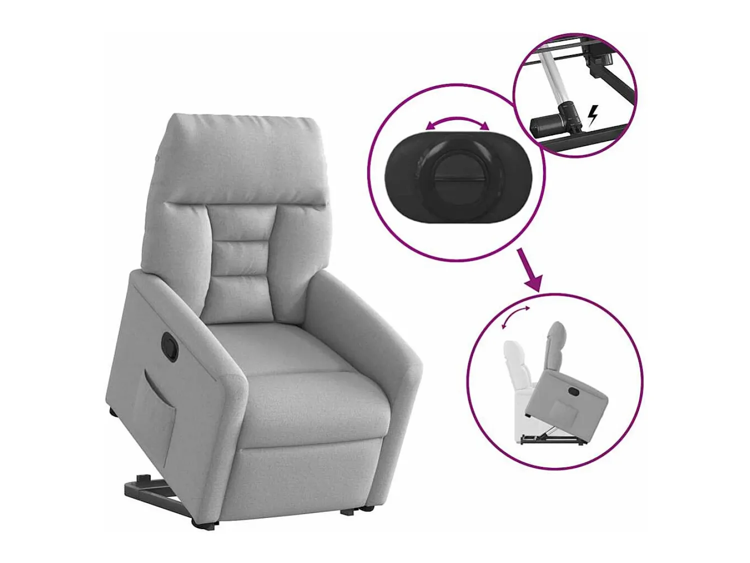 Poltrona* Poltrona Confortável | Poltrona reclinável elevatória tecido -nublado SHL649921 Cinzento
