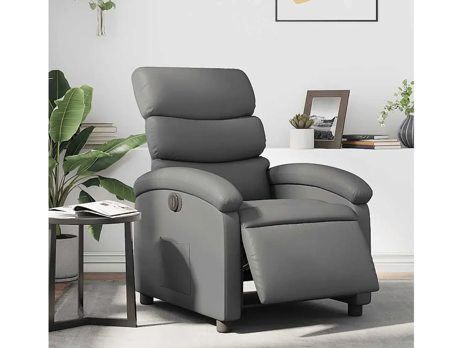 Poltrona* Poltrona Confortável | Poltrona reclinável elétrica couro artificial SHL500092 Cinzento