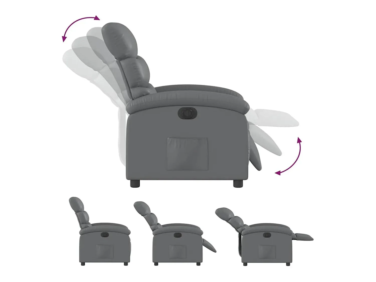 Poltrona* Poltrona Confortável | Poltrona reclinável elétrica couro artificial SHL500092 Cinzento