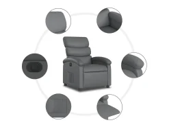 Poltrona* Poltrona Confortável | Poltrona reclinável elétrica couro artificial SHL500092 Cinzento