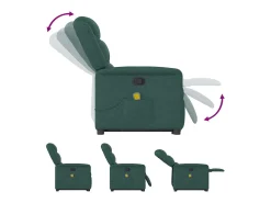 Poltrona Confortável | Poltrona reclinável elevatória de massagens tecido verde-escuro SHL133961^ Poltrona
