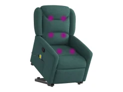 Poltrona Confortável | Poltrona reclinável elevatória de massagens tecido verde-escuro SHL133961^ Poltrona