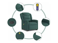Poltrona Confortável | Poltrona reclinável elevatória de massagens tecido verde-escuro SHL133961^ Poltrona