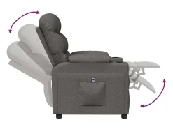 Poltrona Confortável | Poltrona reclinável elétrica tecido cinzento-escuro SHL761105^ Poltrona