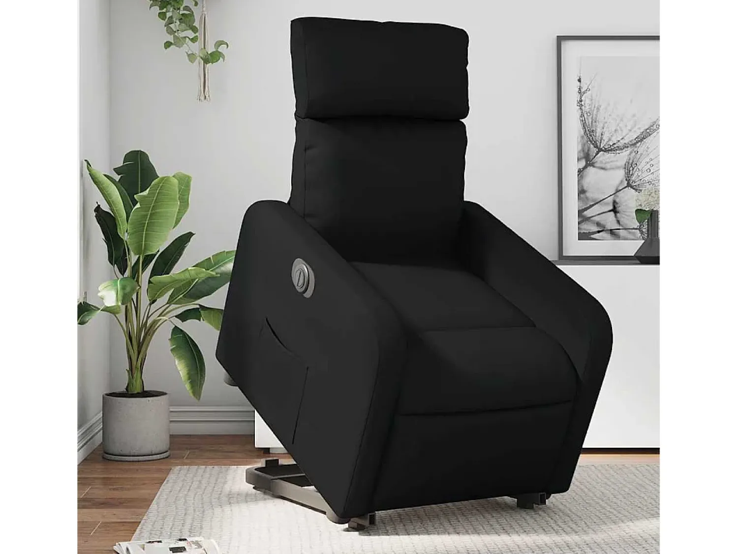 Online Poltrona Confortável | Poltrona reclinável elevatória elétrica couro artificial SHL900780 Preto
